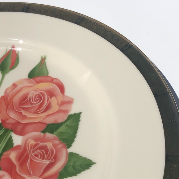 Gorham True Vintage Fine China Porcelain 1976 Cathedral Pink Roses Art Plate - Picture 9 of 16